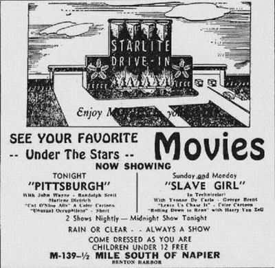 Starlite Drive-In Theatre - Old Ad From Driveinsdotcom
